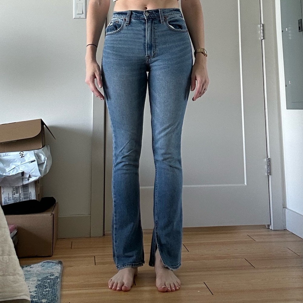 Skinny High Rise Jeans with flared bottom